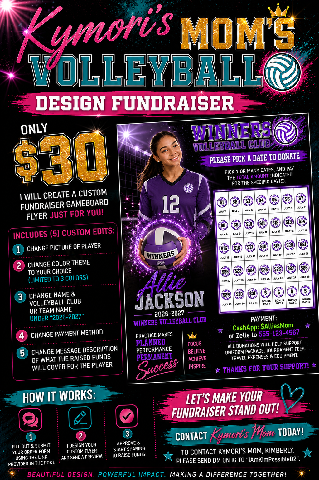 Custom Fundraiser Gameboard — "Pick a Date to Donate" Flyer