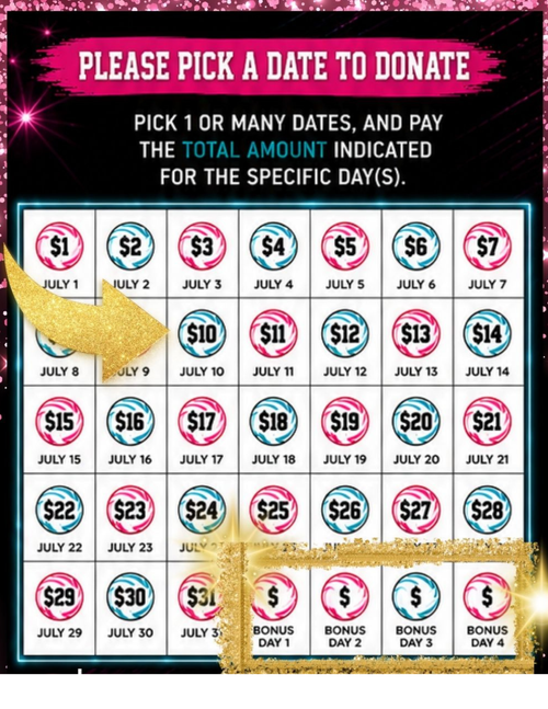 Custom Fundraiser Gameboard — "Pick a Date to Donate" Flyer